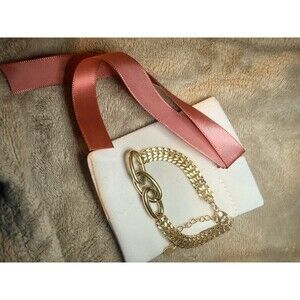 Gold Tone Stainless Steel Chunky Chain Bracelet Adjustable Women Trendy